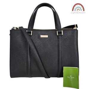 Kate Spade Newbury Lane Loden Leather Black Satchel Convertible Crossbody Bag